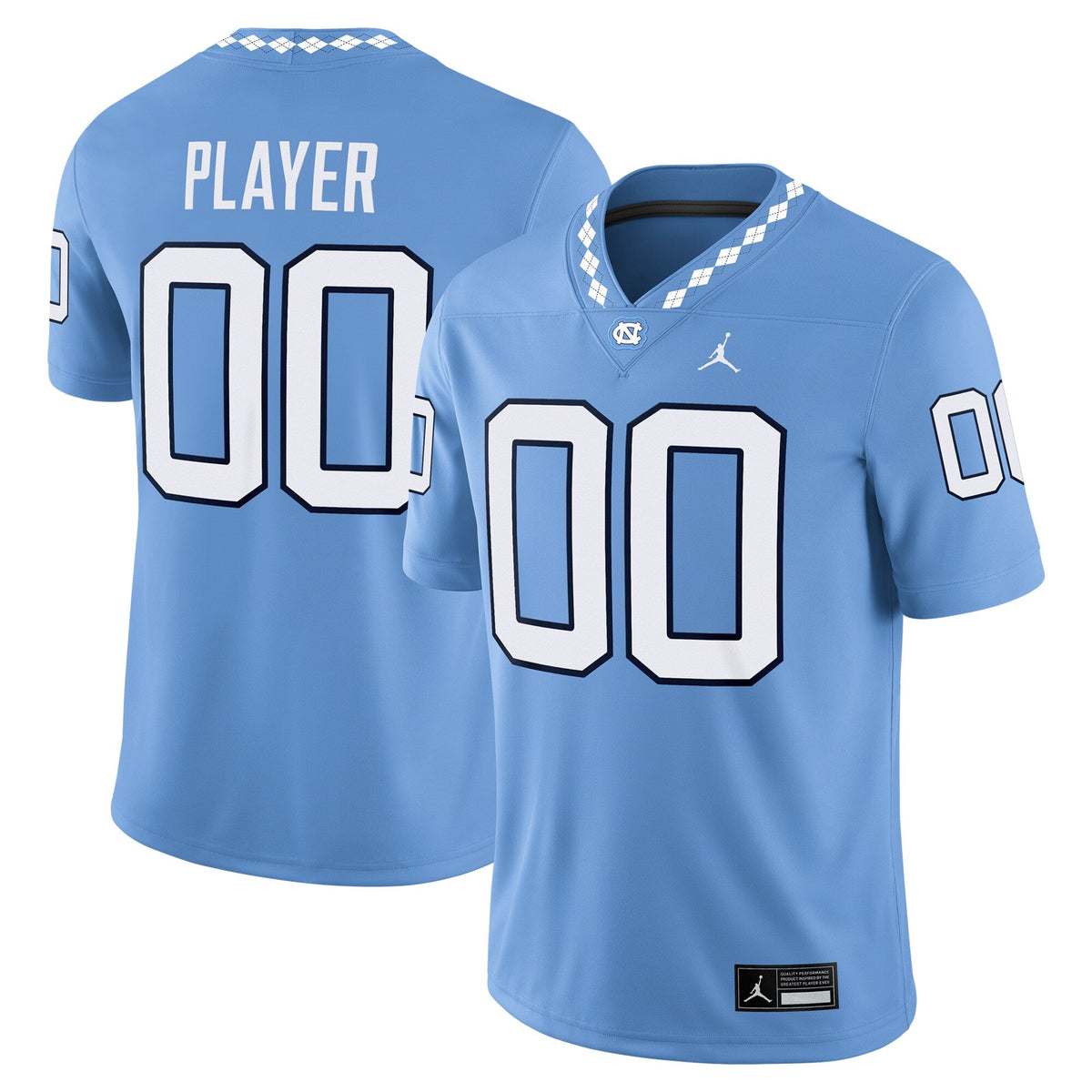 North Carolina Tar Heels NIL Pick-A-Player Football Game Jersey - Carolina Blue product image 2, provided for visual