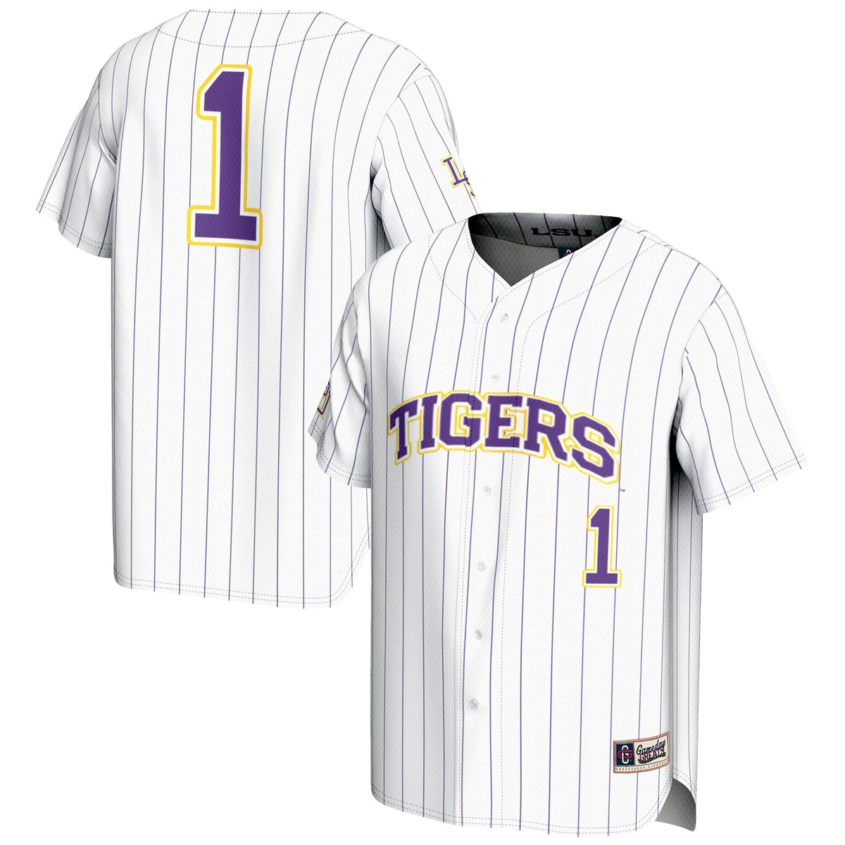 #1 LSU Tigers Lightweight Baseball Jersey - White product image 1, provided for visual reference and product detail review