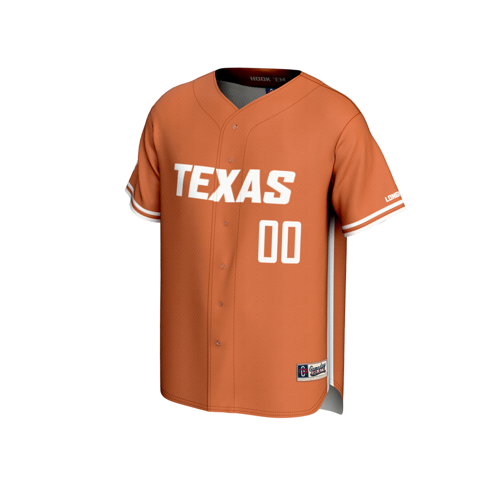 Texas Longhorns NIL Pick-A-Player Lightweight Baseball Jersey - Burnt Orange product image 3, provided for visual reference