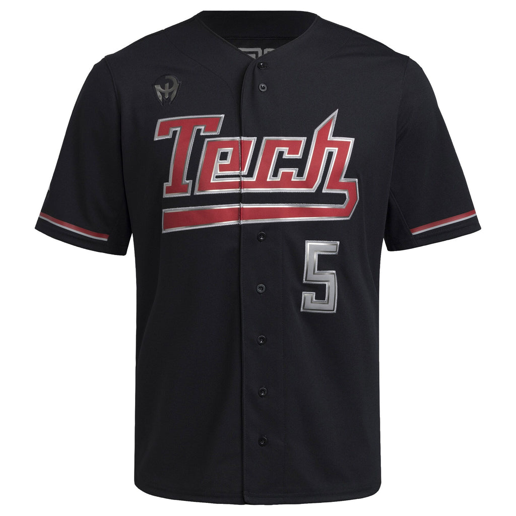 Patrick Mahomes Texas Tech Red Raiders Replica Baseball Jersey - Black product image 3, provided for visual reference and
