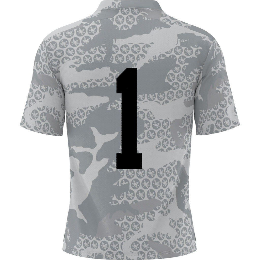 #1 Ohio State Buckeyes Camo Football Jersey - Gray product image 4, provided for visual reference and product detail review