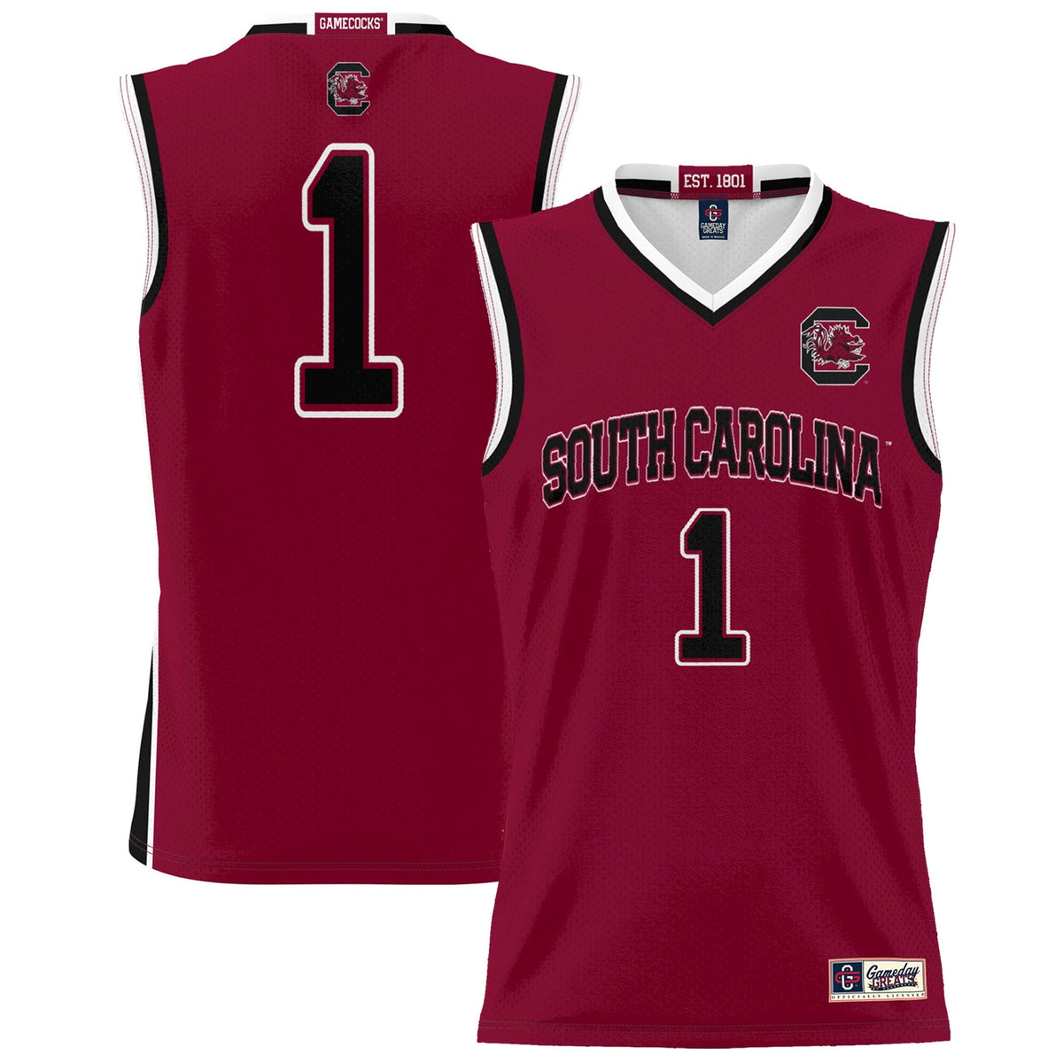 #1 South Carolina Gamecocks Lightweight Basketball Fashion Jersey - Garnet product image 2, provided for visual reference