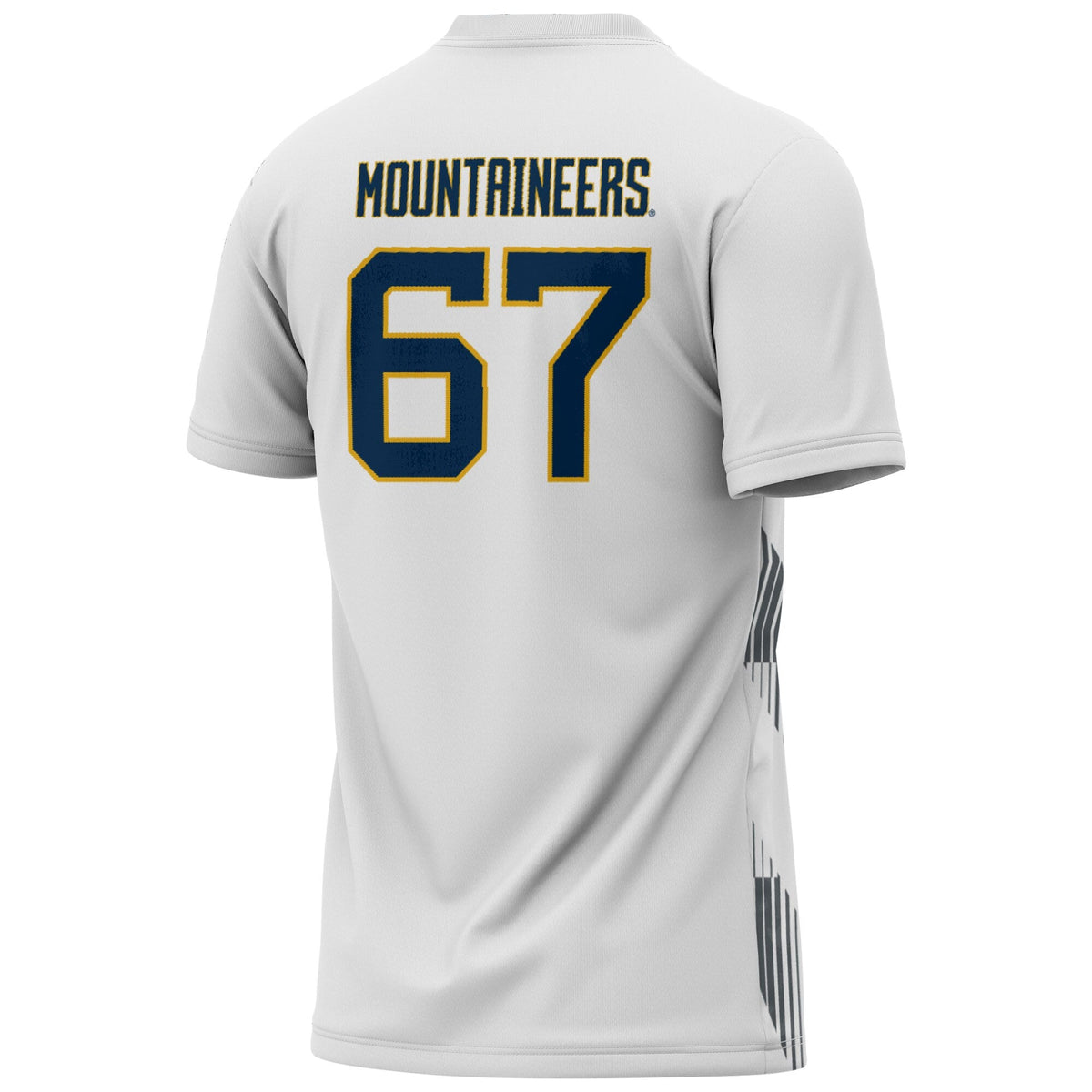 #1 West Virginia Mountaineers Lightweight Soccer Fashion Jersey - White product image 4, provided for visual reference and