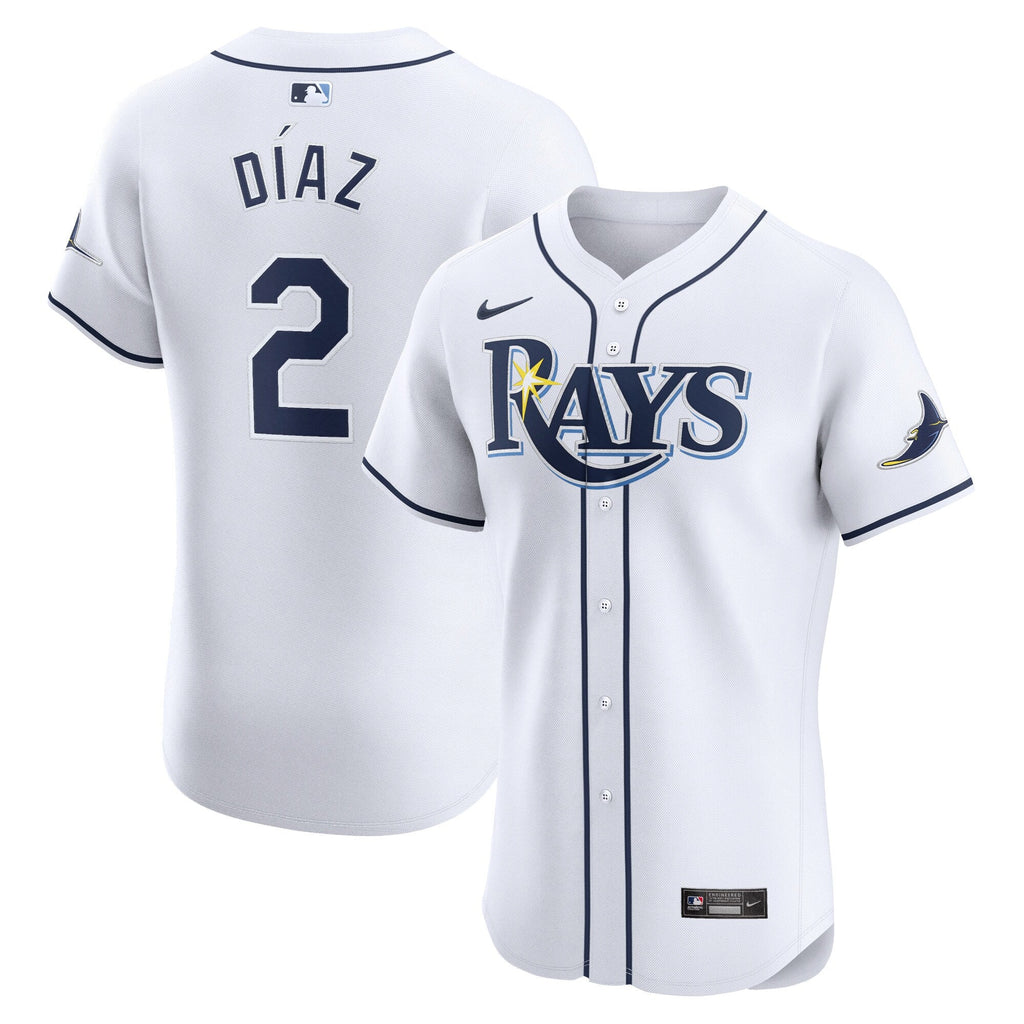 Tampa Bay Rays Yandy Diaz White Home Elite Player Jersey product image 1, provided for visual reference and product detail