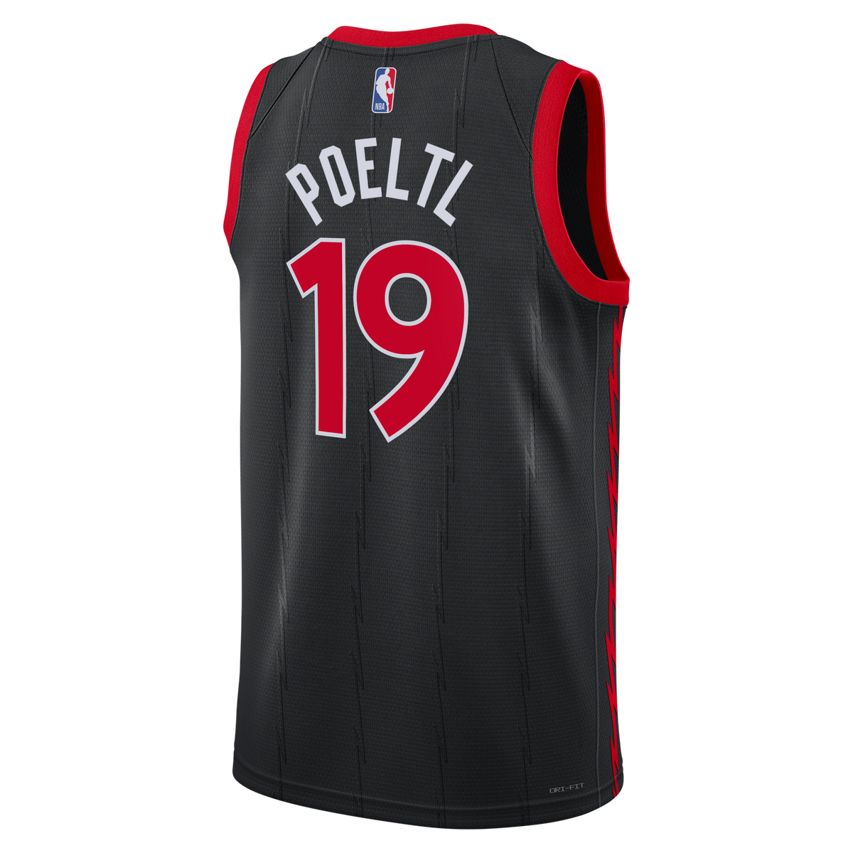 Toronto Raptors Statement Edition Swingman Jersey - Black - Jakob Poeltl product image 4, provided for visual reference and