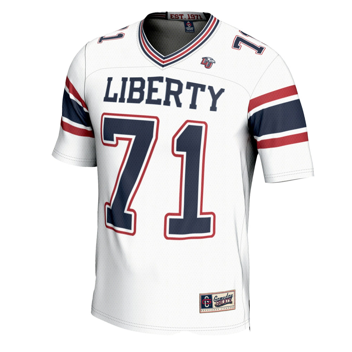 #71 Liberty Flames Football Jersey – White product image 3, provided for visual reference and product detail review