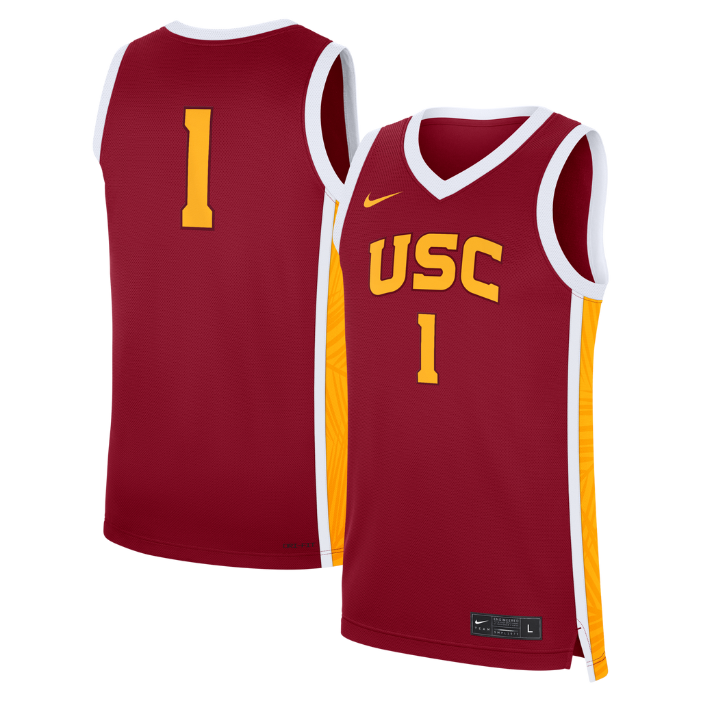 #1 USC Trojans Road Replica Basketball Jersey - Cardinal product image 1, provided for visual reference and product detail