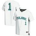 #1 Tulane Green Wave Lightweight Baseball Jersey - White product image 1, provided for visual reference and product detail