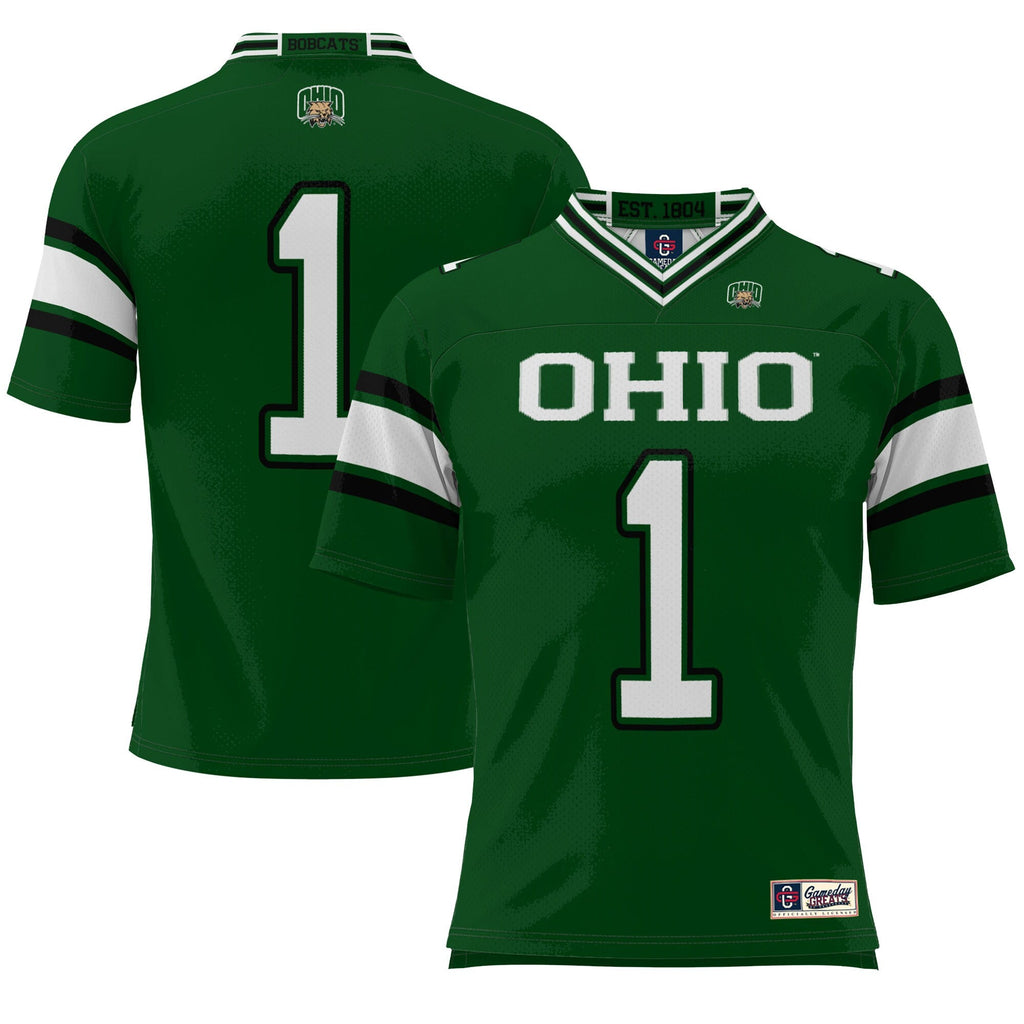 #1 Ohio Bobcats Endzone Football Jersey - Green product image 2, provided for visual reference and product detail review