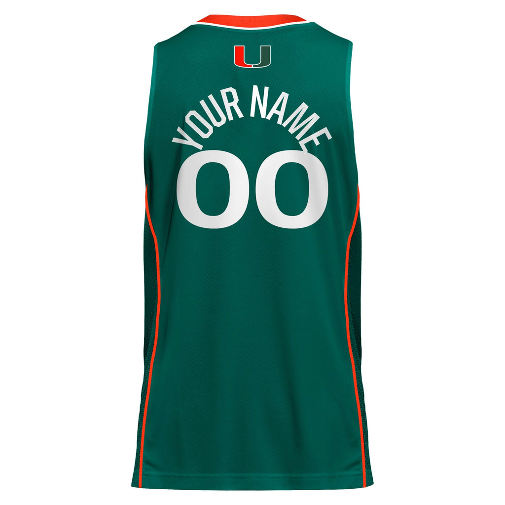 Miami Hurricanes Custom Alternate Basketball Jersey - Green product image 4, provided for visual reference and product
