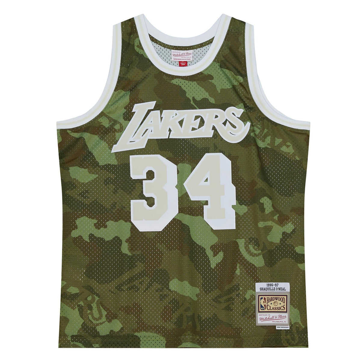 Los Angeles Lakers NBA Shaquille O'Neal Ghost Green Camo Swingman Jersey product image 2, provided for visual reference and