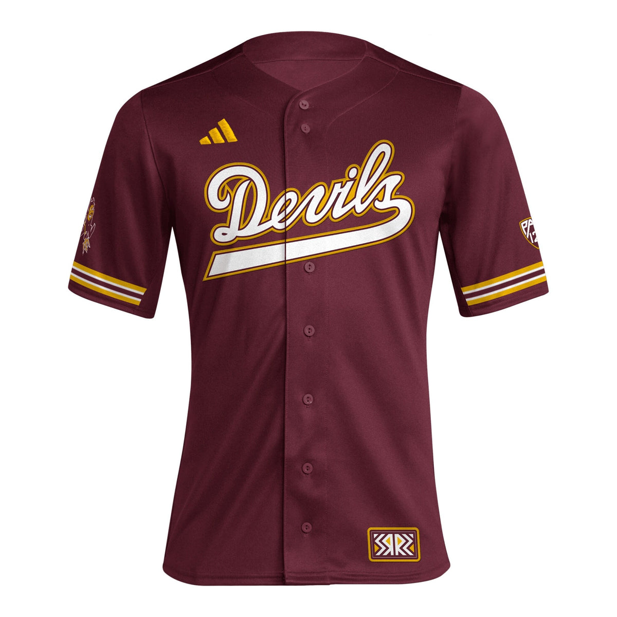 Arizona State Sun Devils Reverse Retro Replica Baseball Jersey - Maroon product image 3, provided for visual reference and