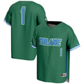 #1 Tulane Green Wave Lightweight Baseball Jersey - Green product image 1, provided for visual reference and product detail