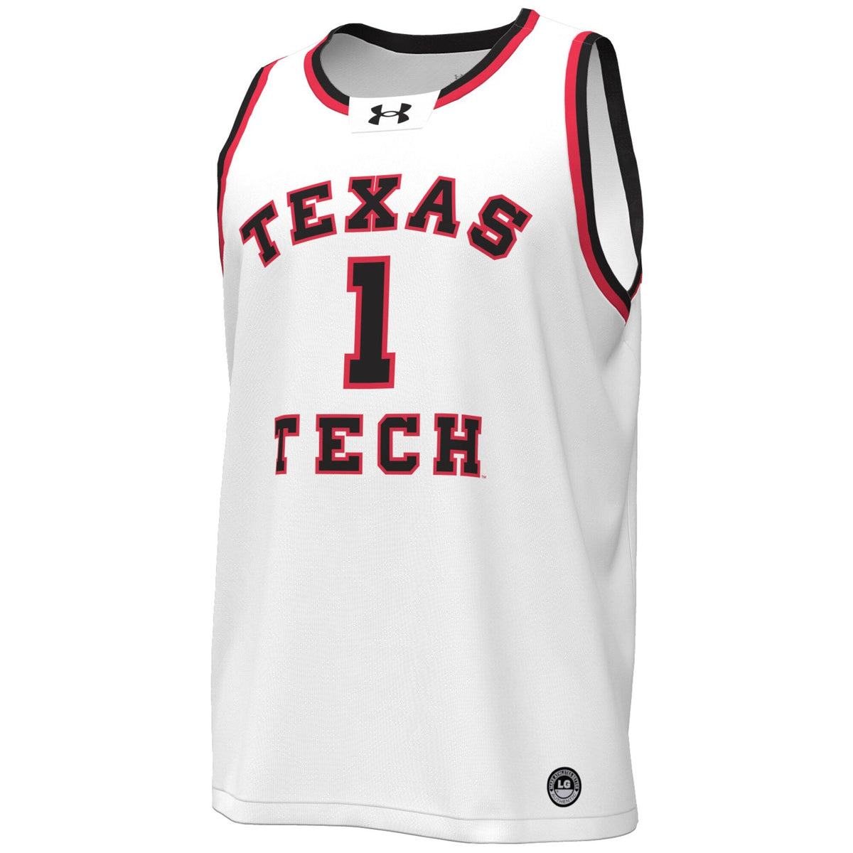 #1 Texas Tech Red Raiders Throwback Replica Basketball Jersey - White product image 3, provided for visual reference and