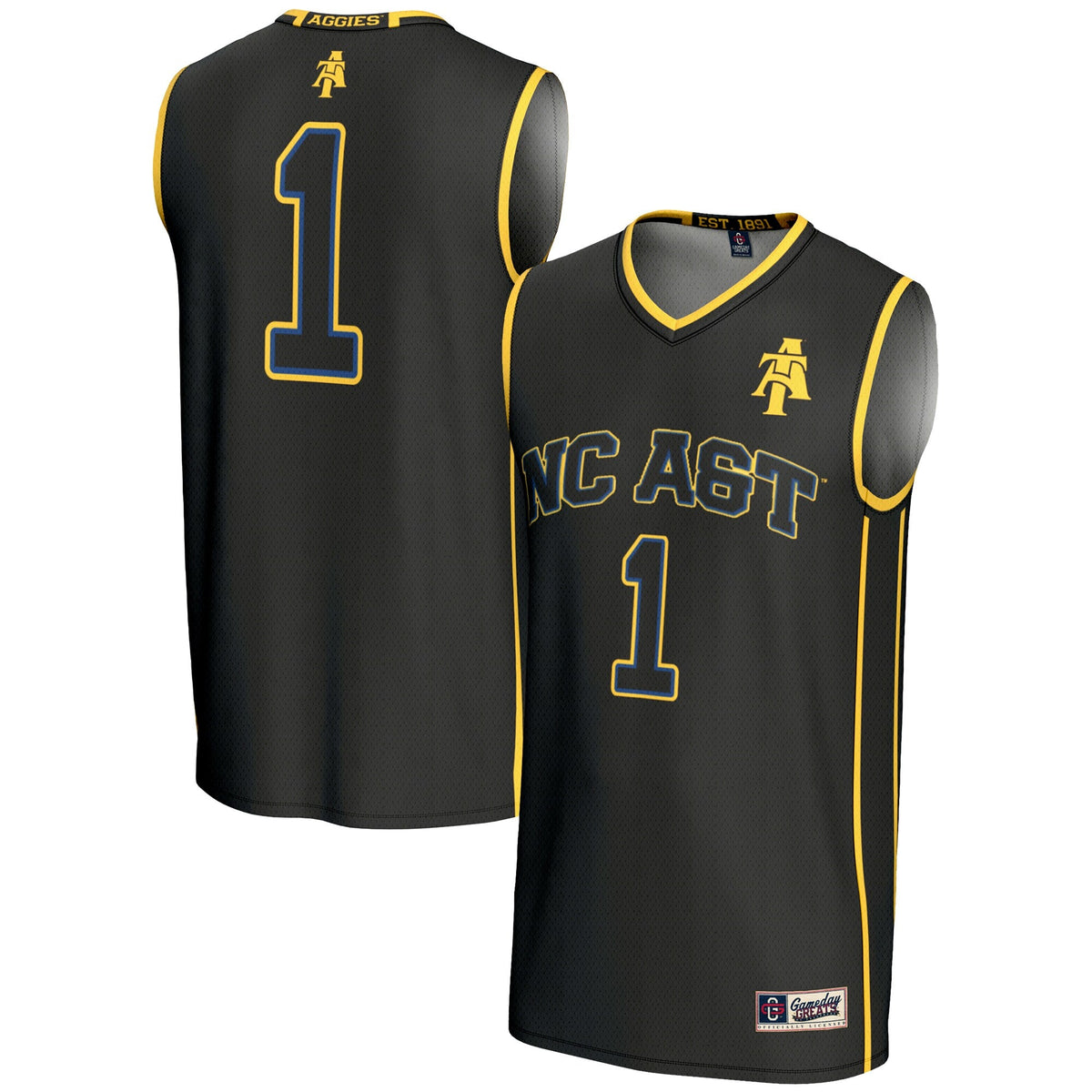#1 North Carolina A&T Aggies Lightweight Basketball Jersey - Black product image 1, provided for visual reference and