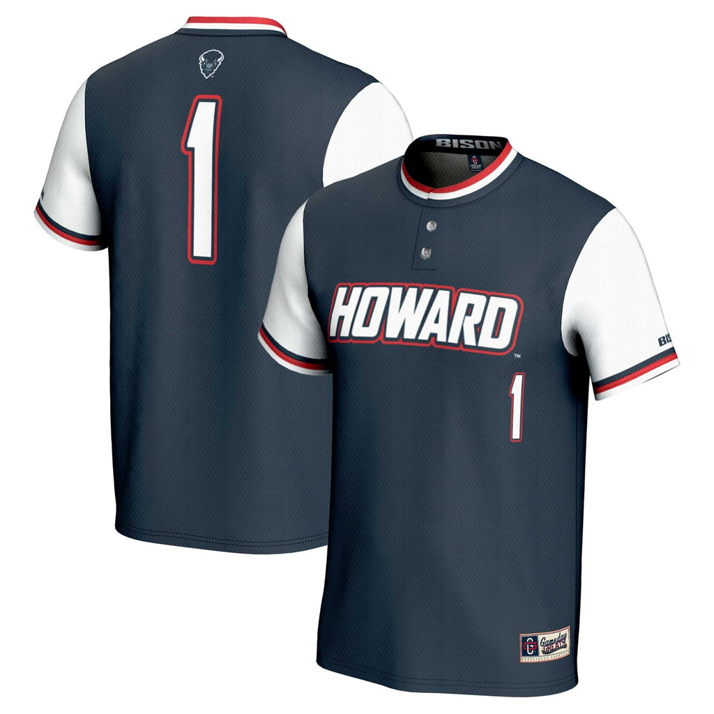 #1 Howard Bison Lightweight Softball Jersey - Navy product image 1, provided for visual reference and product detail review