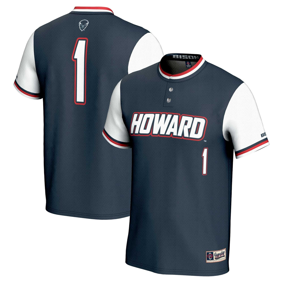 #1 Howard Bison Lightweight Softball Jersey - Navy product image 1, provided for visual reference and product detail review