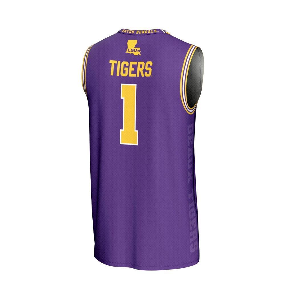 #1 LSU Tigers Lightweight Icon Print Basketball Jersey - Purple product image 4, provided for visual reference and product