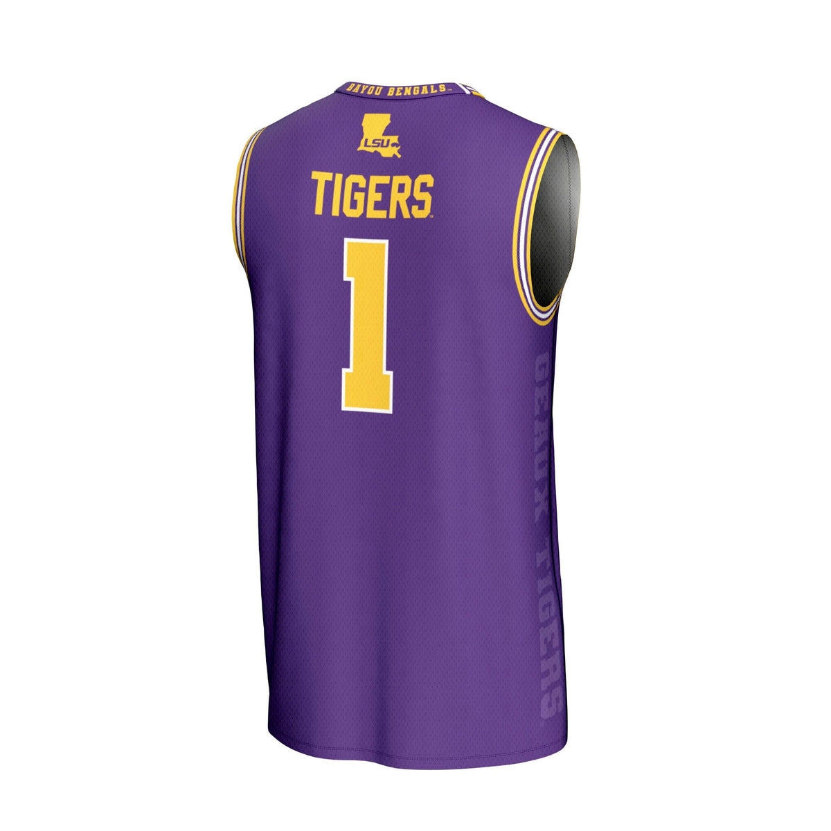 #1 LSU Tigers Lightweight Icon Print Basketball Jersey - Purple product image 4, provided for visual reference and product
