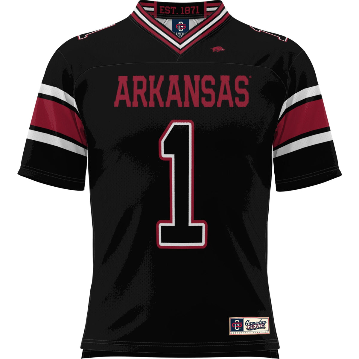 #1 Arkansas Razorbacks Football Jersey - Black product image 3, provided for visual reference and product detail review