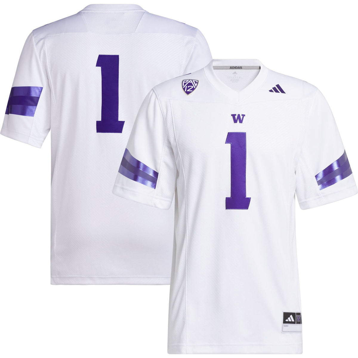 #1 Washington Huskies Premier Football Jersey - White product image 1, provided for visual reference and product detail