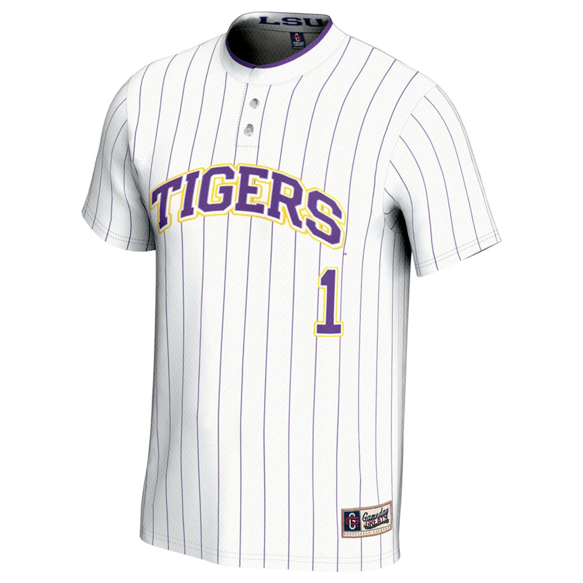 #1 LSU Tigers Lightweight Softball Jersey - White product image 3, provided for visual reference and product detail review