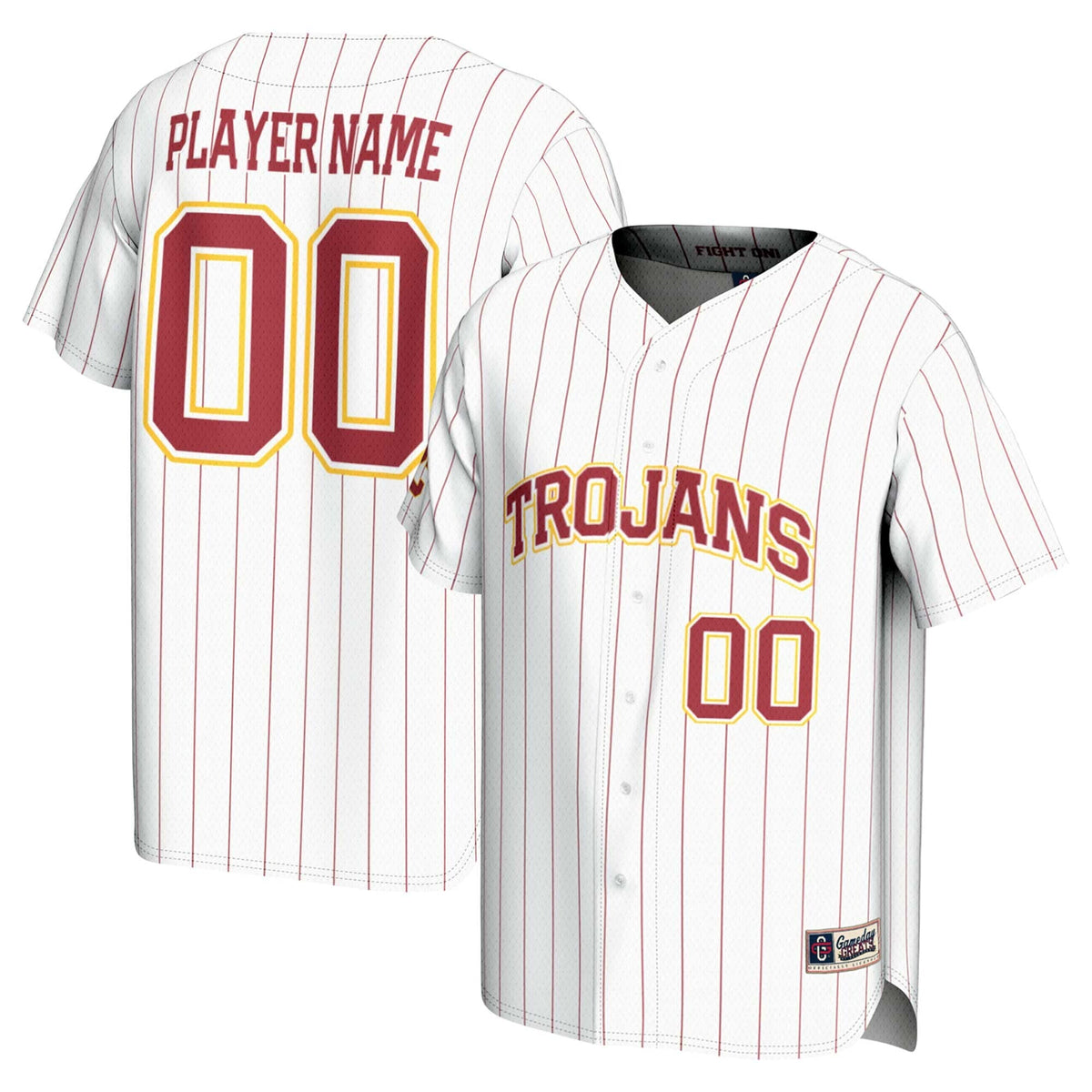 USC Trojans NIL Pick-A-Player Baseball Lightweight Jersey - White product image 1, provided for visual reference and product