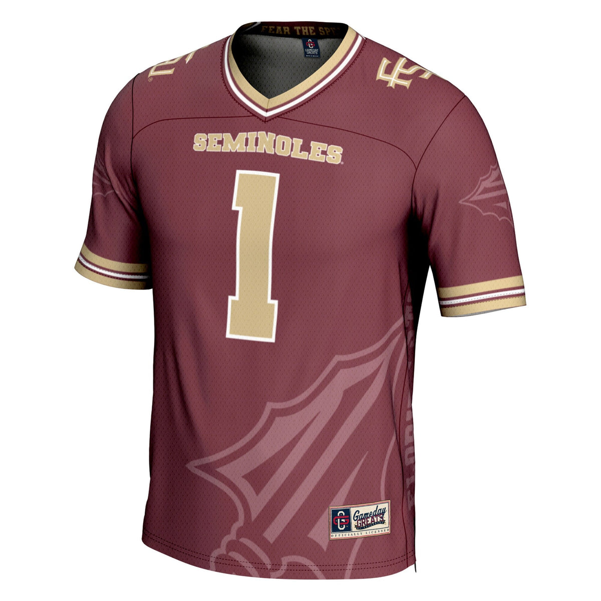 #1 Florida State Seminoles Icon Print Football Fashion Jersey - Garnet product image 3, provided for visual reference and