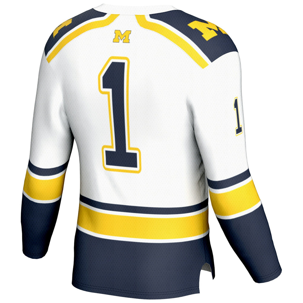 #1 Michigan Wolverines Hockey Jersey - White product image 4, provided for visual reference and product detail review