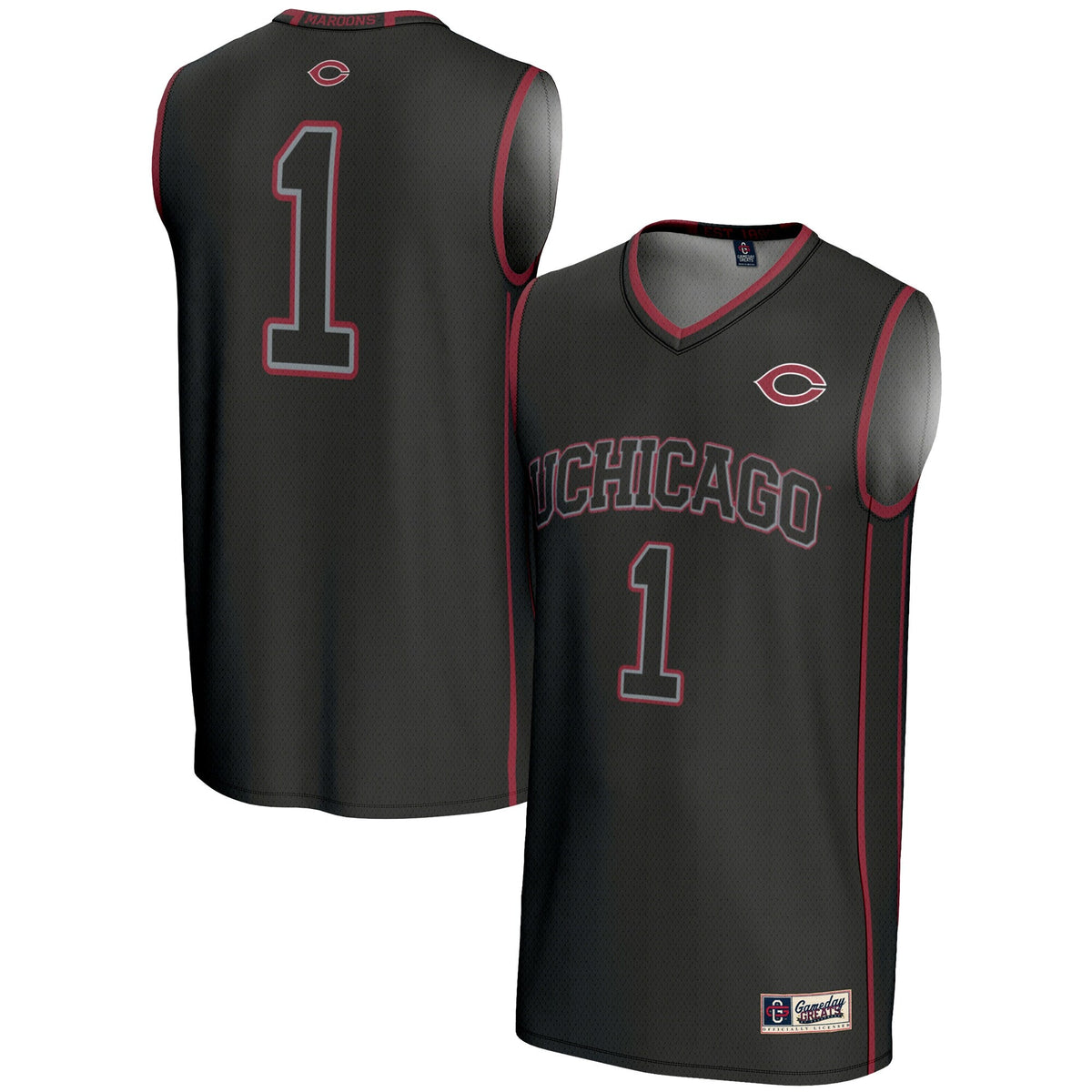 #1 UChicago Maroons Lightweight Basketball Jersey - Black product image 2, provided for visual reference and product detail