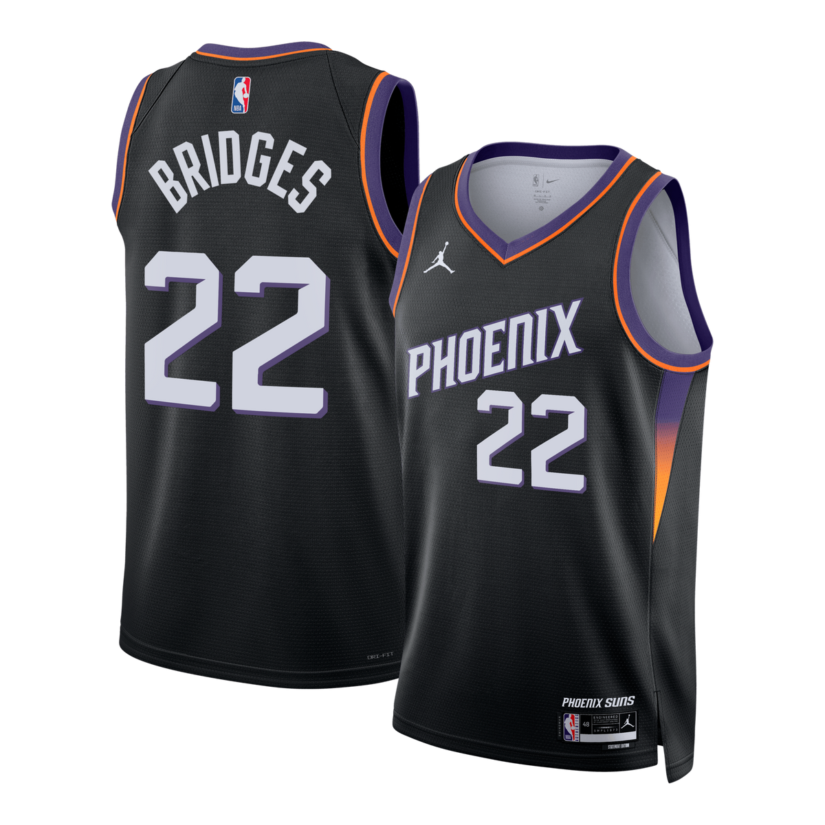 Phoenix Suns Statement Edition Jersey - Black - Miles Bridges product image 2, provided for visual reference and product