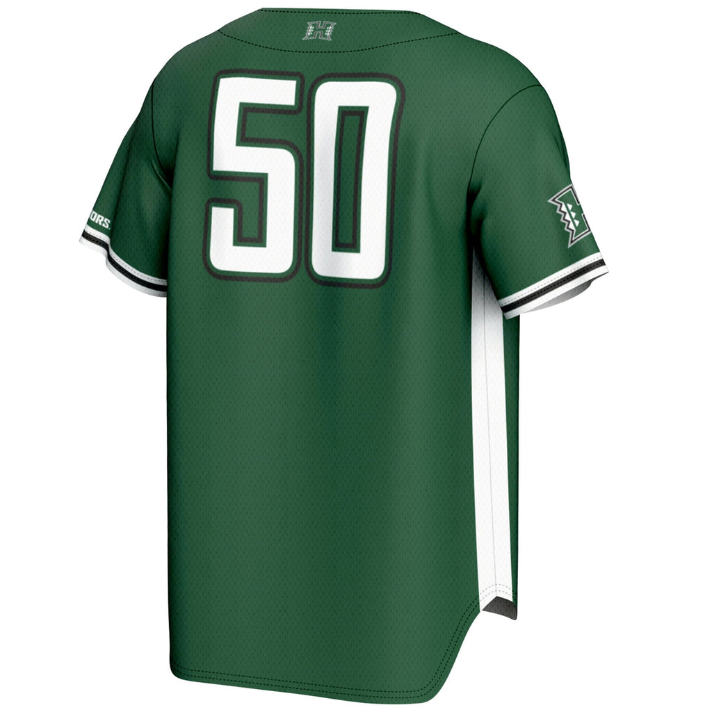 #1 Hawaii Rainbow Warriors Lightweight Baseball Jersey - Green product image 4, provided for visual reference and product