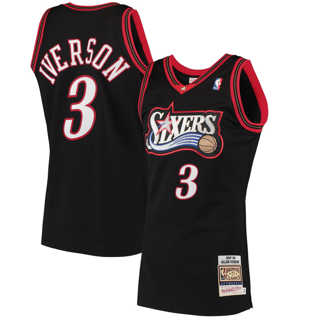 Allen Iverson Black Philadelphia 76ers 1997 Hardwood Classics Authentic Jersey product image 1, provided for visual