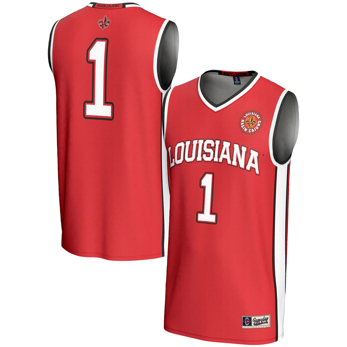 #1 Louisiana Ragin' Cajuns Lightweight Basketball Jersey - Cardinal product image 1, provided for visual reference and