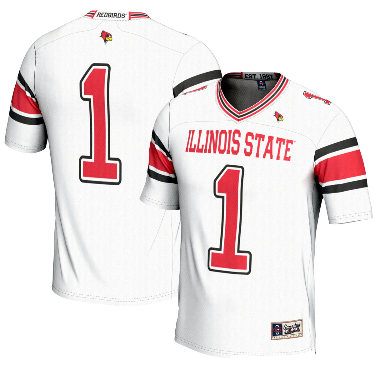 #1 Illinois State Redbirds Endzone Football Jersey - White product image 1, provided for visual reference and product detail
