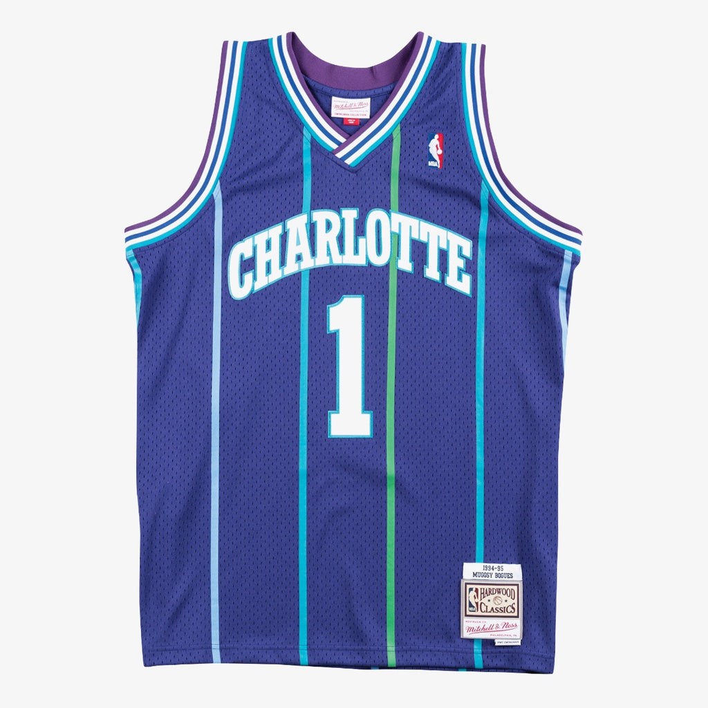 Charlotte Hornets Muggsy Bogues 1994 Swingman Alternate Authentic Jersey - Purple product image 3, provided for visual