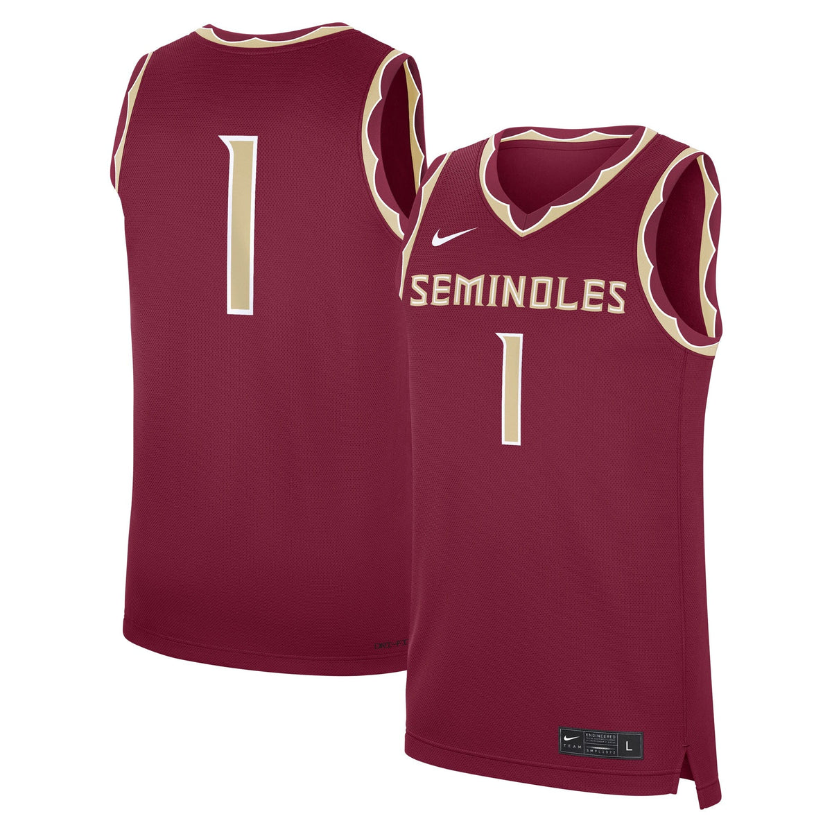 #1 Florida State Seminoles Road Replica Jersey - Garnet product image 2, provided for visual reference and product detail