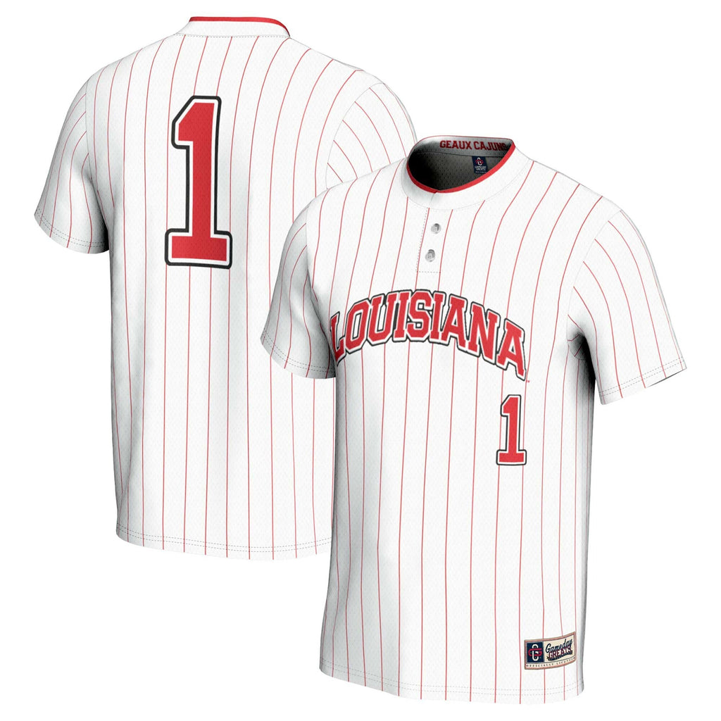 #1 Louisiana Ragin' Cajuns Lightweight Softball Jersey - White product image 2, provided for visual reference and product