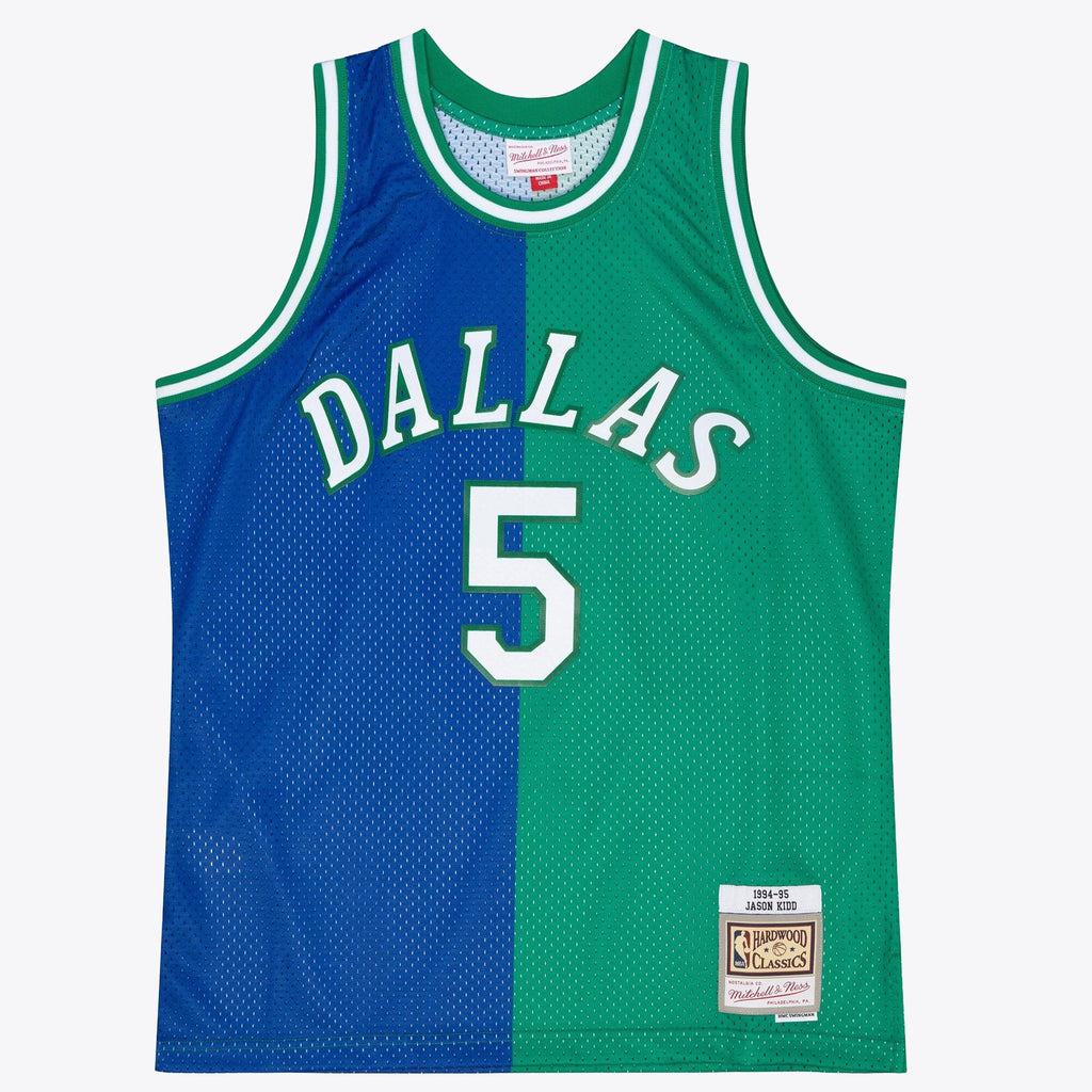 Dallas Mavericks Jason Kidd 1994 Split Swingman Jersey - Blue/Green product image 3, provided for visual reference and
