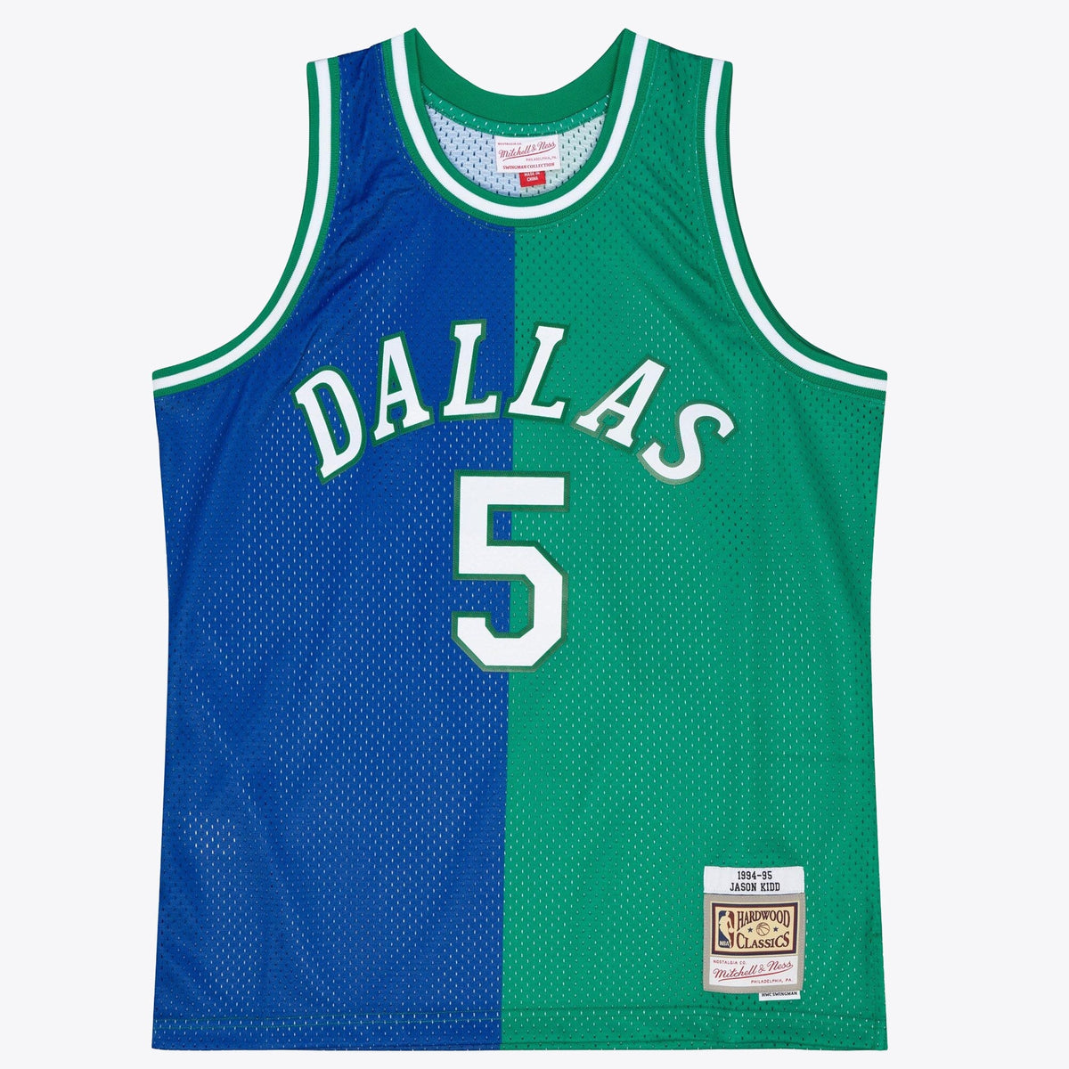 Dallas Mavericks Jason Kidd 1994 Split Swingman Jersey - Blue/Green product image 3, provided for visual reference and