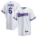 Texas Rangers Josh Jung White Replica Player Jersey product image 1, provided for visual reference and product detail review