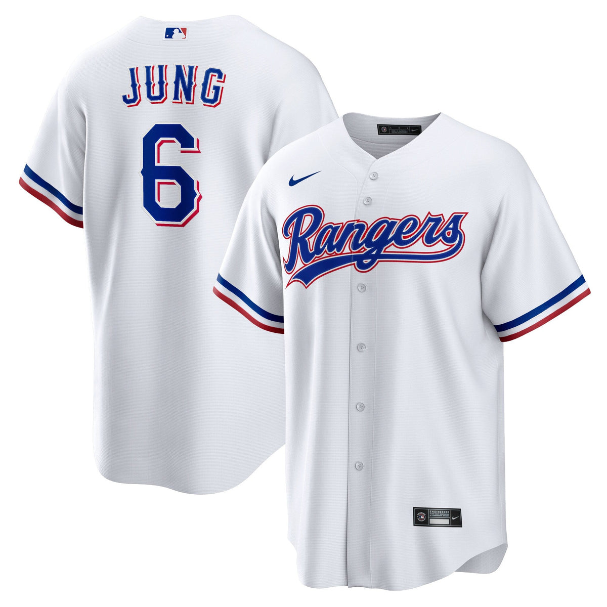Texas Rangers Josh Jung White Replica Player Jersey product image 1, provided for visual reference and product detail review
