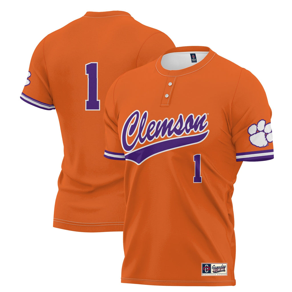 #1 Clemson Tigers Lightweight Softball Jersey - Orange product image 1, provided for visual reference and product detail