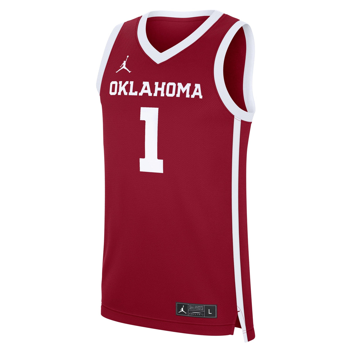 Oklahoma Sooners #1 Road Replica Basketball Jersey - Crimson product image 3, provided for visual reference and product