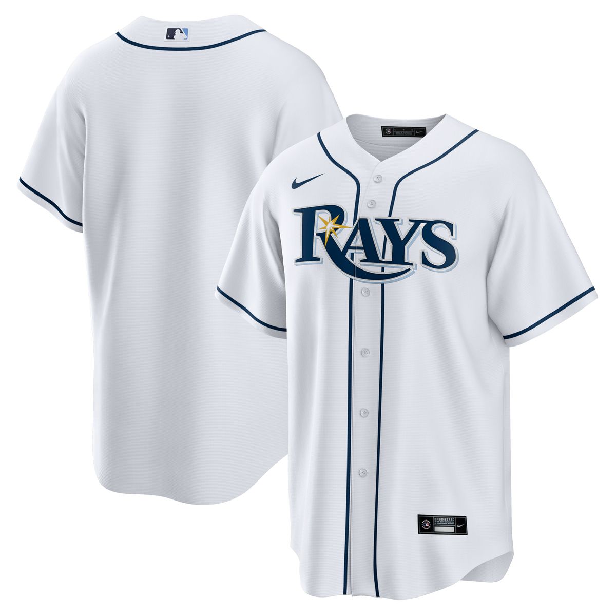 Tampa Bay Rays White Home Big & Tall Replica Jersey product image 2, provided for visual reference and product detail review