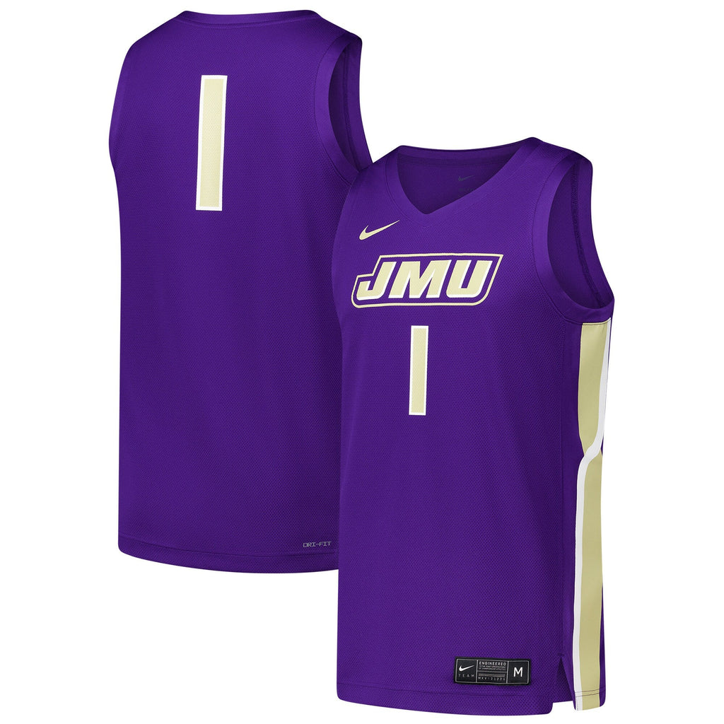 #1 James Madison Dukes Replica Basketball Jersey - Purple product image 1, provided for visual reference and product detail