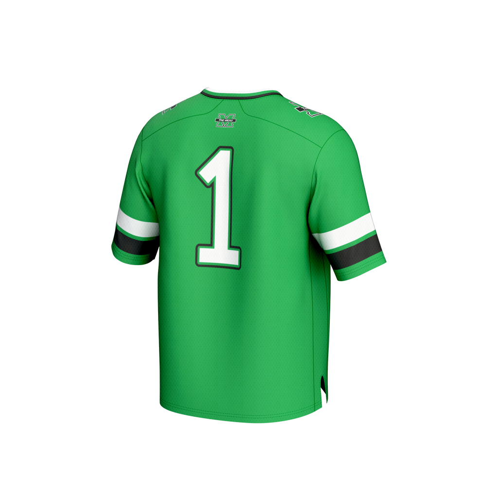 #1 Marshall Thundering Herd Lightweight Collegiate Football Fashion Jersey - Kelly Green product image 4, provided for