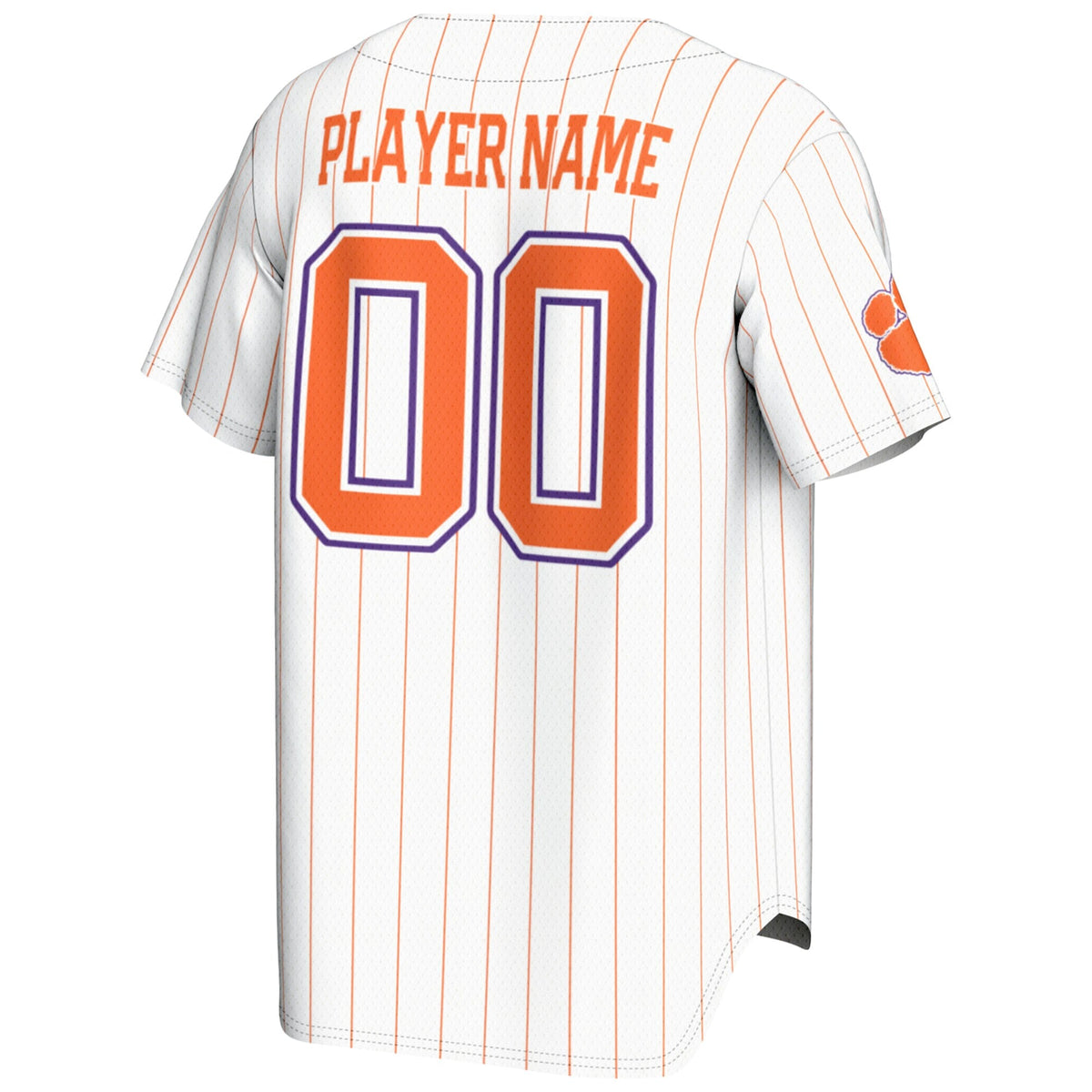 Clemson Tigers NIL Pick-A-Player Lightweight Baseball Jersey - White product image 4, provided for visual reference and