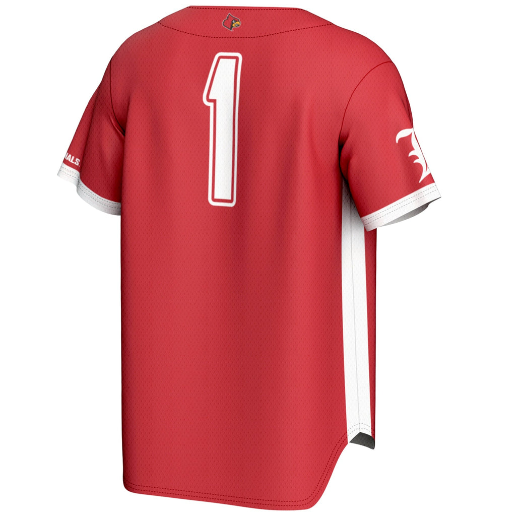#1 Louisville Cardinals Lightweight Baseball Fashion Jersey - Red product image 4, provided for visual reference and product