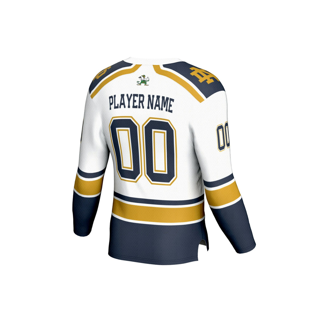 Notre Dame Fighting Irish Lightweight Hockey NIL Pick-a-Player Fashion Jersey - White product image 4, provided for visual